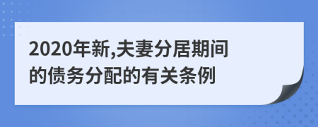 2020年新,夫妻分居期間的債務(wù)分配的有關(guān)條例