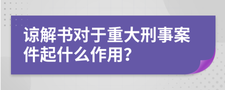 諒解書對(duì)于重大刑事案件起什么作用？