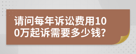 請問每年訴訟費用100萬起訴需要多少錢？