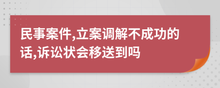 民事案件,立案調(diào)解不成功的話,訴訟狀會(huì)移送到嗎