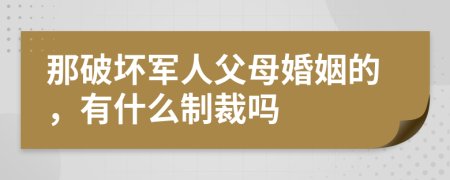 那破壞軍人父母婚姻的，有什么制裁嗎