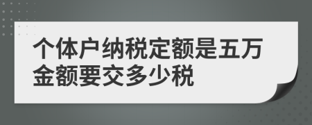 個(gè)體戶納稅定額是五萬金額要交多少稅