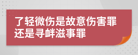 了輕微傷是故意傷害罪還是尋釁滋事罪