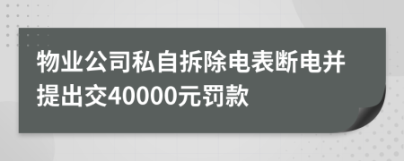 物業(yè)公司私自拆除電表斷電并提出交40000元罰款