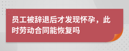 員工被辭退后才發(fā)現(xiàn)懷孕，此時(shí)勞動(dòng)合同能恢復(fù)嗎