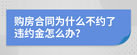 購房合同為什么不約了違約金怎么辦？