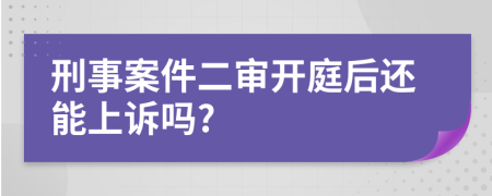 刑事案件二審開庭后還能上訴嗎?