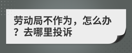 勞動局不作為，怎么辦？去哪里投訴