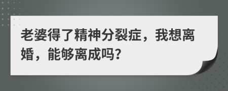 老婆得了精神分裂癥，我想離婚，能夠離成嗎？