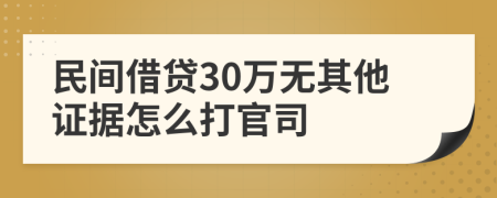 民間借貸30萬無其他證據(jù)怎么打官司