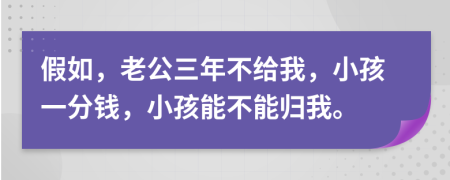 假如，老公三年不給我，小孩一分錢(qián)，小孩能不能歸我。