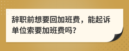 辭職前想要回加班費(fèi)，能起訴單位索要加班費(fèi)嗎？