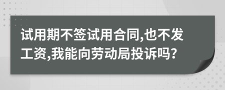 試用期不簽試用合同,也不發(fā)工資,我能向勞動(dòng)局投訴嗎？