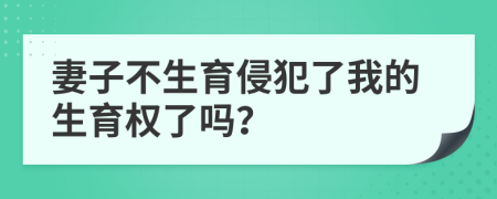 妻子不生育侵犯了我的生育權(quán)了嗎？