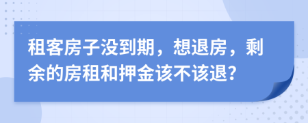 租客房子沒到期，想退房，剩余的房租和押金該不該退？