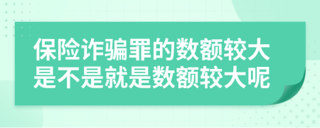 保險詐騙罪的數(shù)額較大是不是就是數(shù)額較大呢