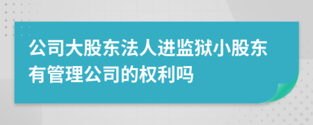 公司大股東法人進監(jiān)獄小股東有管理公司的權利嗎