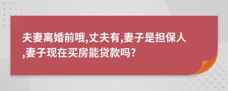 夫妻離婚前哦,丈夫有,妻子是擔保人,妻子現(xiàn)在買房能貸款嗎?