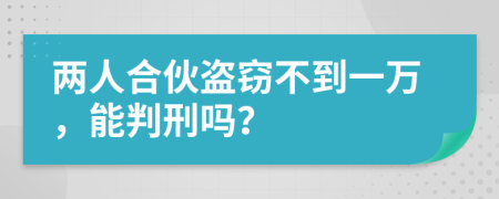 兩人合伙盜竊不到一萬(wàn)，能判刑嗎？