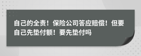 自己的全責(zé)！保險(xiǎn)公司答應(yīng)賠償！但要自己先墊付額！要先墊付嗎