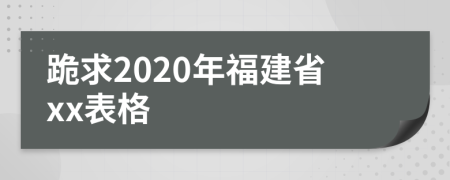 跪求2020年福建省xx表格