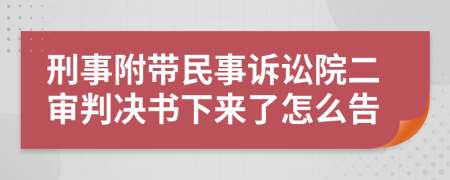 刑事附帶民事訴訟院二審判決書下來了怎么告
