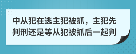 中從犯在逃主犯被抓，主犯先判刑還是等從犯被抓后一起判