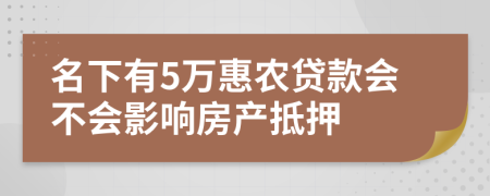 名下有5萬(wàn)惠農(nóng)貸款會(huì)不會(huì)影響房產(chǎn)抵押