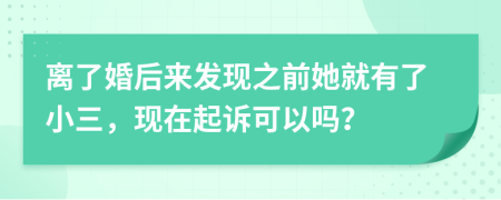 離了婚后來發(fā)現(xiàn)之前她就有了小三，現(xiàn)在起訴可以嗎？