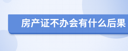 房產(chǎn)證不辦會(huì)有什么后果