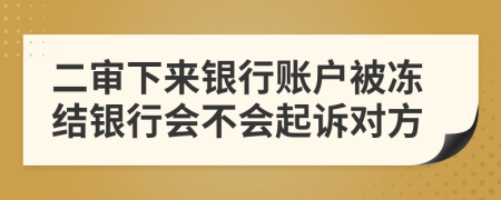 二審下來銀行賬戶被凍結銀行會不會起訴對方