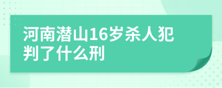 河南潛山16歲殺人犯判了什么刑