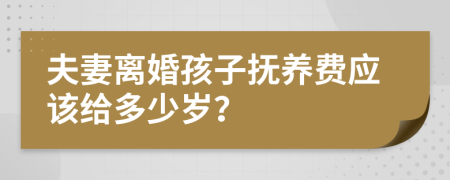 夫妻離婚孩子撫養(yǎng)費(fèi)應(yīng)該給多少歲？