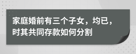 家庭婚前有三個(gè)子女，均已，時(shí)其共同存款如何分割