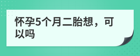 懷孕5個月二胎想，可以嗎