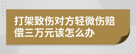 打架致傷對方輕微傷賠償三萬元該怎么辦