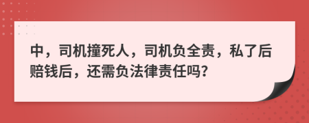 中，司機(jī)撞死人，司機(jī)負(fù)全責(zé)，私了后賠錢后，還需負(fù)法律責(zé)任嗎？