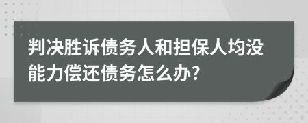 判決勝訴債務(wù)人和擔(dān)保人均沒能力償還債務(wù)怎么辦?
