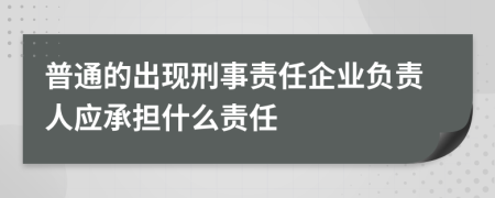 普通的出現(xiàn)刑事責任企業(yè)負責人應承擔什么責任