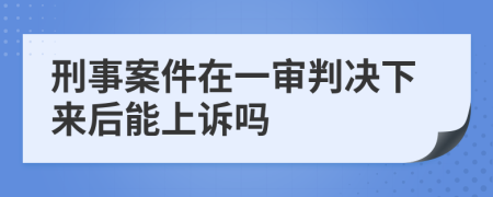 刑事案件在一審判決下來后能上訴嗎