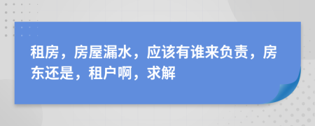 租房，房屋漏水，應(yīng)該有誰來負(fù)責(zé)，房東還是，租戶啊，求解
