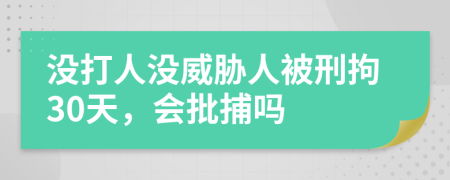 沒打人沒威脅人被刑拘30天，會批捕嗎