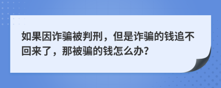 如果因詐騙被判刑，但是詐騙的錢追不回來了，那被騙的錢怎么辦？