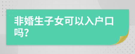 非婚生子女可以入戶口嗎？