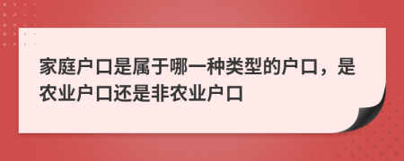 家庭戶口是屬于哪一種類型的戶口，是農(nóng)業(yè)戶口還是非農(nóng)業(yè)戶口