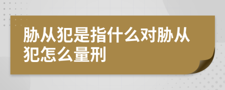 脅從犯是指什么對(duì)脅從犯怎么量刑