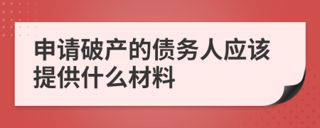 申請破產的債務人應該提供什么材料