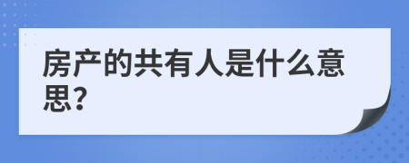 房產(chǎn)的共有人是什么意思？
