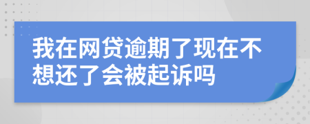 我在網(wǎng)貸逾期了現(xiàn)在不想還了會(huì)被起訴嗎
