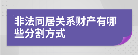非法同居關(guān)系財產(chǎn)有哪些分割方式